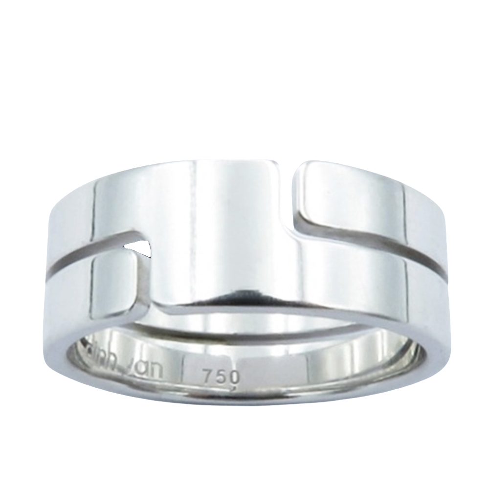 Bague Dinhvan en Or Gris 18 Cts modèle "Seventies" Taille 53. Bague Dinhvan en Or Gris 18 Cts modèle "Seventies" Taille 53.