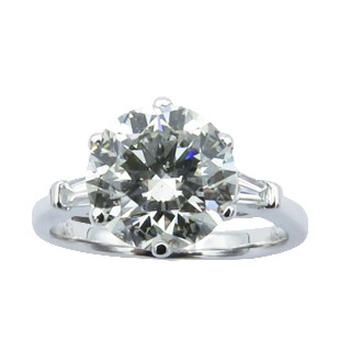 Solitaire en Or gris 18 Cts avec Diamant brillant 2,39 Cts I-SI2 + 0.15 Cts.