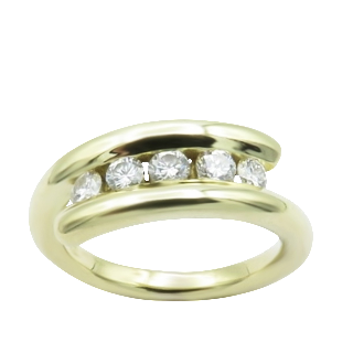 Bague en Or jaune 18 Cts avec 0.40 Ct de diamants taille brillant G-VS. 