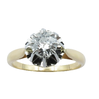 Solitaire or rose 18k et platine vers 1930 avec diamant de 0.45 cts H-SI2