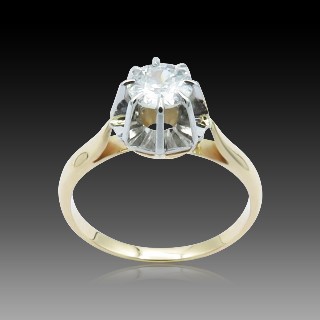 Solitaire or rose 18k et platine vers 1930 avec diamant de 0.45 cts H-SI2