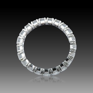 Alliance or gris 18k avec 2.30 Cts de Diamants Brillants G-VVS. Taille 55-56.