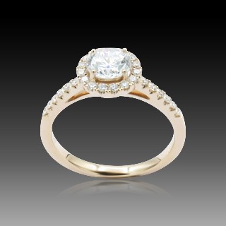 Solitaire en Or rose 18 Cts avec Diamant brillant 0.68 Cts E-VS1 + 0.24 Cts.