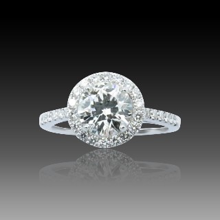 Solitaire en Or gris 18 Cts avec Diamant brillant 1,15 Cts G-VVS2 + 0,34 Cts