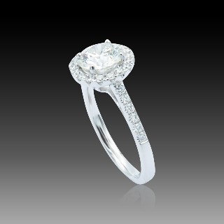 Solitaire en Or gris 18 Cts avec Diamant brillant 1,15 Cts G-VVS2 + 0,34 Cts