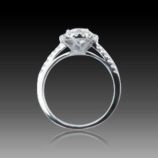 Solitaire en Or gris 18 Cts avec Diamant brillant 1,15 Cts G-VVS2 + 0,34 Cts