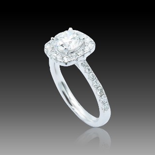 Solitaire en Or gris 18 Cts avec Diamant brillant 1,16 Cts E-VS2 + 0,48 Cts