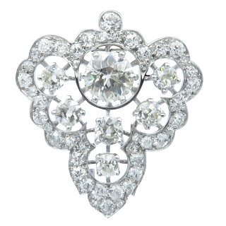 Broche Clip en Or 18k et Platine Art Déco avec 4.0 Cts de Diamants.