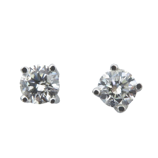 Puces d'oreilles Diamants 2 x 0.35 Cts Qualité G-SI en Or Gris 18k 