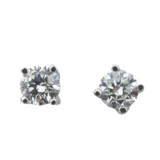 Puces d'oreilles Diamants 2 x 0.35 Cts Qualité G-SI en Or Gris 18k Puces d'oreilles Diamants 2 x 0.35 Cts Qualité G-SI en Or Gris 18k