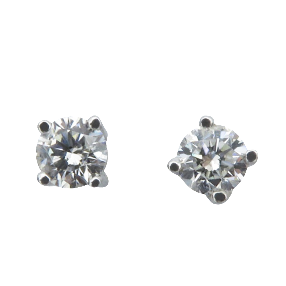 Puces d'oreilles Diamants 2 x 0.35 Cts Qualité G-SI en Or Gris 18k Puces d'oreilles Diamants 2 x 0.35 Cts Qualité G-SI en Or Gris 18k