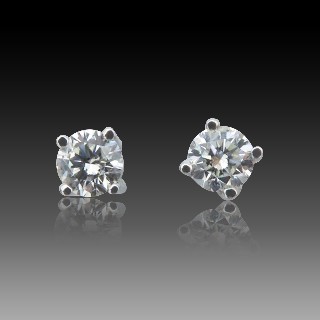 Puces d'oreilles Diamants 2 x 0.35 Cts Qualité G-SI en Or Gris 18k Puces d'oreilles Diamants 2 x 0.35 Cts Qualité G-SI en Or Gris 18k