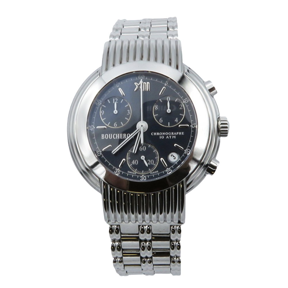 Montre Boucheron "Solis" XL Chrono à quartz en acier . Montre Boucheron "Solis" XL Chrono à quartz en acier .