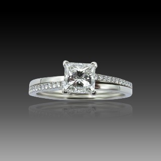 Solitaire De Beers "The promise" platine Diamant 0,73 Ct.F-VS1 .Taille 53