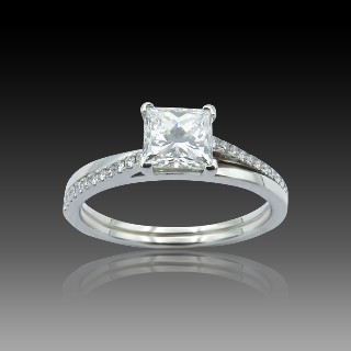 Solitaire De Beers "The promise" platine Diamant 0,73 Ct.F-VS1 .Taille 53