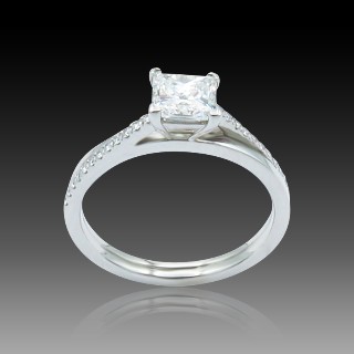 Solitaire De Beers "The promise" platine Diamant 0,73 Ct.F-VS1 .Taille 53