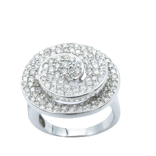 Bague Pavée en Or 18k avec 2,69 Cts de Diamants G-VS.  Taille 55-56