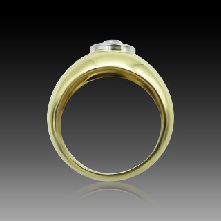 Bague Jonc Anglais en Or jaune 18K avec Diamant de 0.85 Cts I-VS.