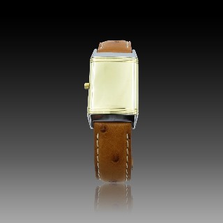 Montre Jaeger LeCoultre Reverso Médium en Or et Acier Quartz de 2001. Full set.