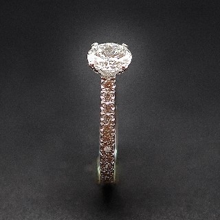 Solitaire Diamant 1.04 Cts G-VS2 en Or 18 Cts + 0.35 Cts.