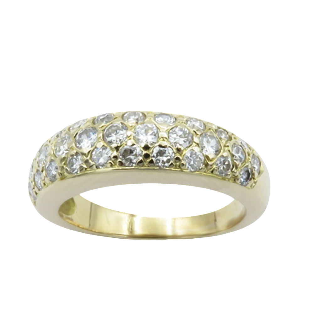 Bague Jonc Or jaune 18K avec 0.80 Cts de diamants taille brillant H-VS. 