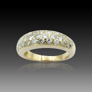 Bague Jonc Or gris 18K avec 0.80 Cts de diamants taille brillant H-VS. 