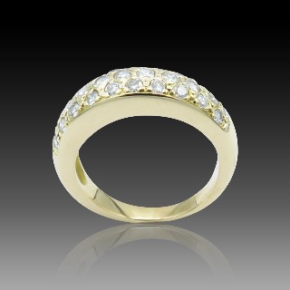 Bague Jonc Or gris 18K avec 0.80 Cts de diamants taille brillant H-VS. 