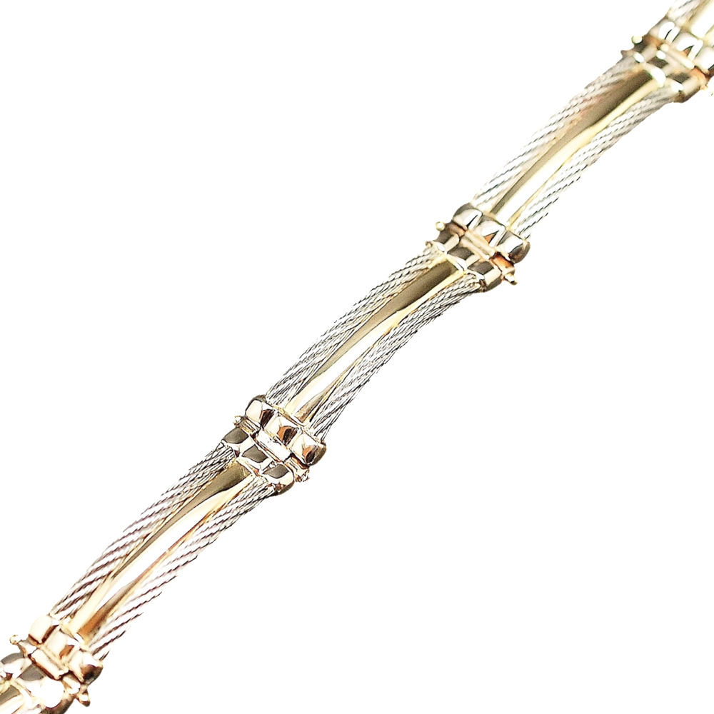 Bracelet or jaune 18k et acier . Bracelet or jaune 18k et acier .