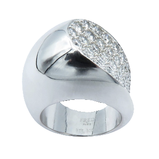 Bague FRED "Candy" en Or gris 18k Diamants Full pavé .Taille 52. Full Set