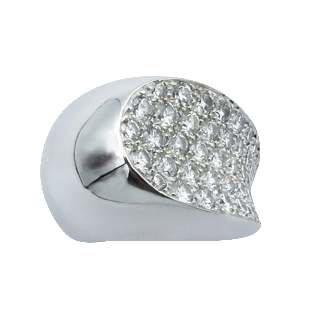 Bague FRED "Candy" en Or gris 18k Diamants Full pavé .Taille 52. Full Set