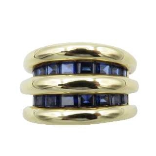 Bague en Or jaune 18k avec Saphirs Calibrés . Taille 50-51