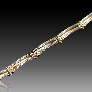Bracelet or jaune 18k et acier . Bracelet or jaune 18k et acier .